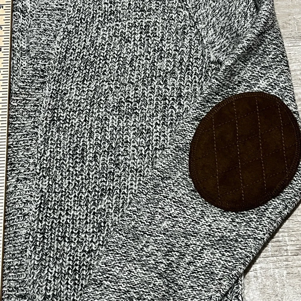 RDI‎ Long Open Cardigan Sweater Gray Knit Elbow Patch Cotton Blend women’s XS